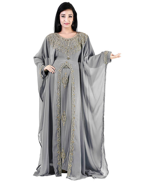 Latest Grey Colored Georgette Heavy Farasha
