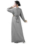 Modest Grey Georgette Pearl Embroidery Kaftan