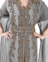 Muslim Grey Georgette Pearl Embroidery Kaftan