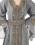 Arabic Grey Georgette Pearl Embroidery Kaftan
