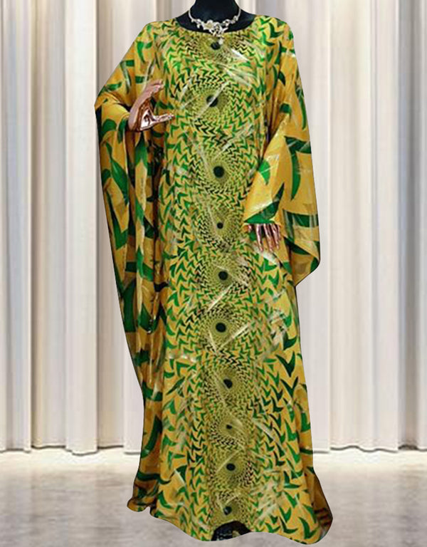 Muslim Abaya Dress in African Design with Loose Darts Pattern Printing