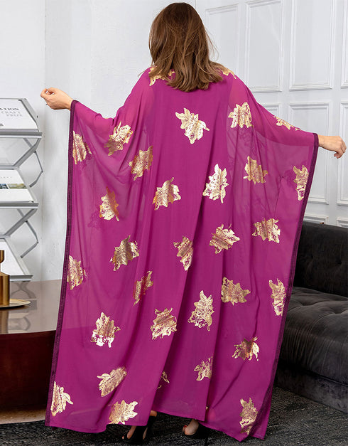 Latest Gold Stamping Chiffon Farasha Kaftans For Women