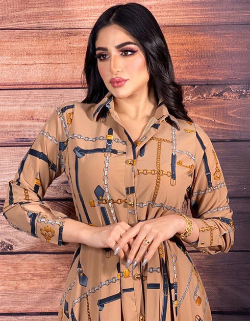 Modest Arabic Long Shirt With Full Sleeves Dress for Women