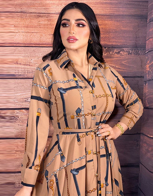 Modest Arabic Long Shirt With Full Sleeves Dress for Women