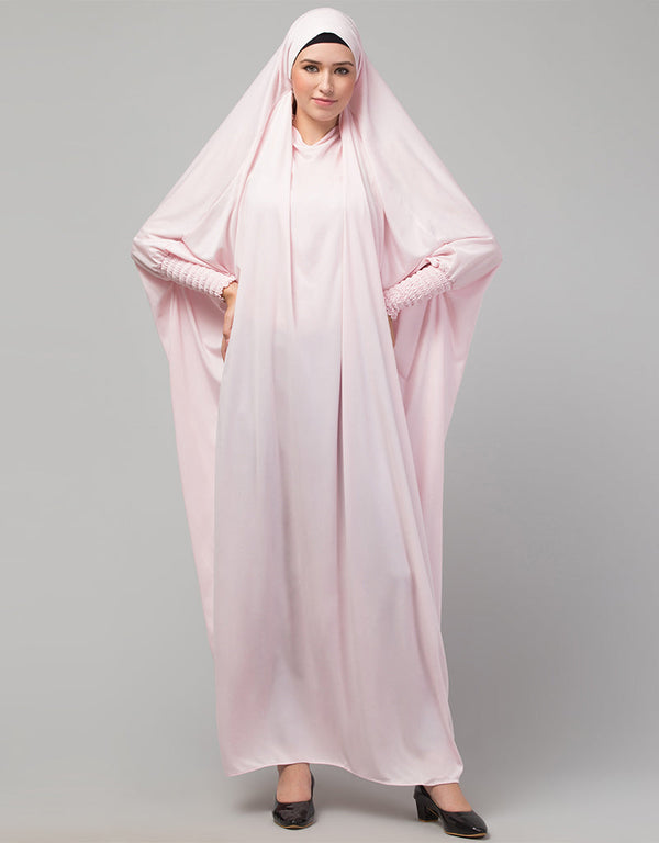 Muslim Smoking Sleeve Tie at Back Ready To Wear Instant Full Size knits JiIbab Front View