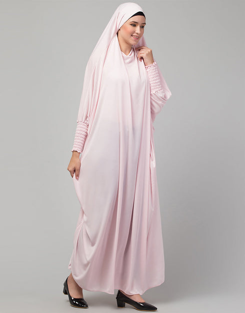 Muslim Smoking Sleeve Tie at Back Ready To Wear Instant Full Size knits JiIbab Side View