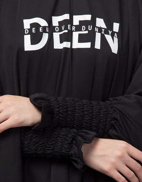 Black Polyester Knits Head Covers Hijab Side View