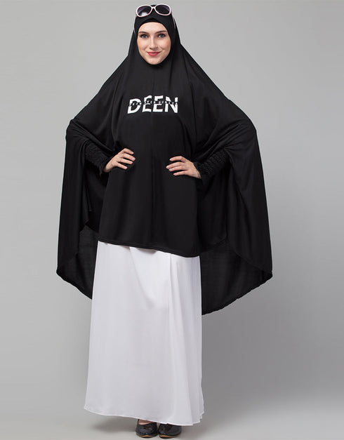 Black Polyester Knits Head Covers Hijab Close-up View