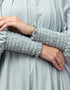 Islamic Smoking Sleeve Tie at Back Ready To Wear Instant Full Size knits JiIbab In Sky sage Back View