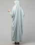 Islamic Smoking Sleeve Tie at Back Ready To Wear Instant Full Size knits JiIbab In Sky sage Front View