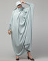 Islamic Smoking Sleeve Tie at Back Ready To Wear Instant Full Size knits JiIbab In Sky sage Side View