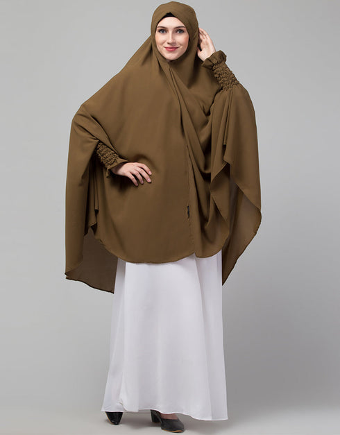 Light Brown Matt Nida Head Covers Hijab Close-up View