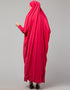 Women Smoking Sleeve Tie at Back Ready To Wear Instant Full Size knits JiIbab In Rani pink Front View
