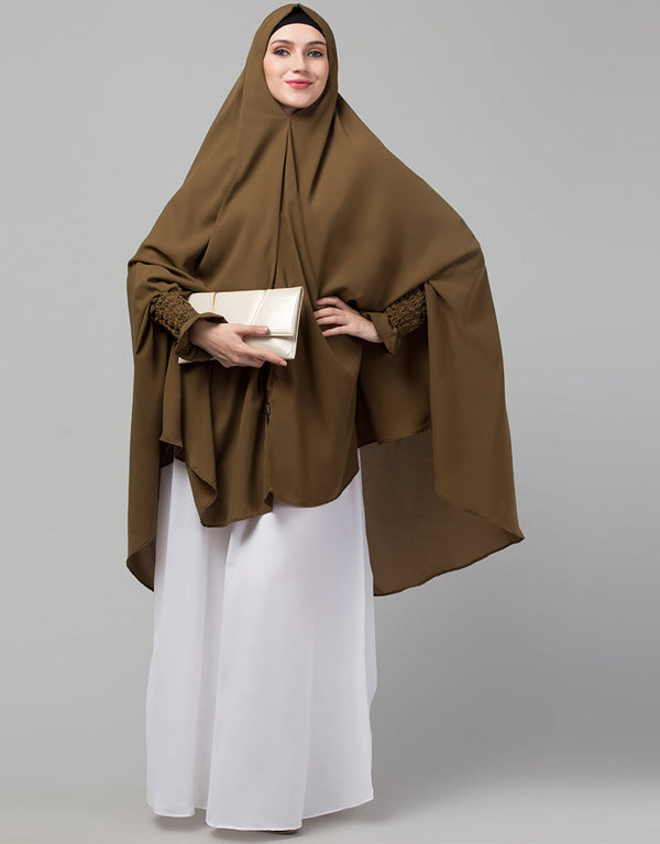 Light Brown Matt Nida Head Covers Hijab Front View