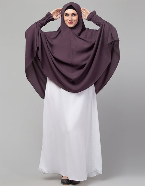 Dusty Purple Matt Nida Head Covers Hijab Close-up View