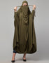 Chic Olive Extra Nose Piece Head To Toe Free Size Jilbab Prayer hijab for hajj and umrah Front View