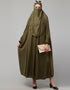 Chic Olive Extra Nose Piece Head To Toe Free Size Jilbab Prayer hijab for hajj and umrah Close-up View