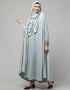 Trendy Sky Blue Extra Nose Piece Head To Toe Free Size Jilbab Prayer hijab for hajj and umrah Front View