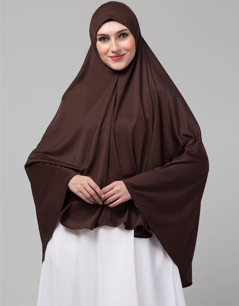 Brown Polyester Knits Head Covers Hijab Front View