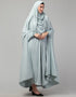 Trendy Sky Blue Extra Nose Piece Head To Toe Free Size Jilbab Prayer hijab for hajj and umrah Back View