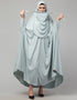Trendy Sky Blue Extra Nose Piece Head To Toe Free Size Jilbab Prayer hijab for hajj and umrah Side View
