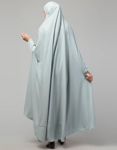 Trendy Sky Blue Extra Nose Piece Head To Toe Free Size Jilbab Prayer hijab for hajj and umrah Additional Angles