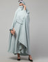 Trendy Sky Blue Extra Nose Piece Head To Toe Free Size Jilbab Prayer hijab for hajj and umrah Close-up View
