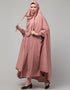 Modern Mouve pink Extra Nose Piece Head To Toe Free Size Jilbab Prayer hijab for hajj and umrah Close-up View