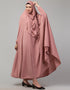 Modern Mouve pink Extra Nose Piece Head To Toe Free Size Jilbab Prayer hijab for hajj and umrah Side View