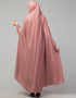 Modern Mouve pink Extra Nose Piece Head To Toe Free Size Jilbab Prayer hijab for hajj and umrah Front View