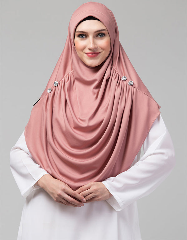 Mouve Pink Polyester Knits Head Covers Hijab Front View