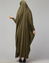 Muslimah Olive Smoking Sleeve Tie at Back Ready To Wear Instant Full Size knits JiIbab Lifestyle Images