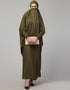 Muslimah Olive Smoking Sleeve Tie at Back Ready To Wear Instant Full Size knits JiIbab Additional Angles