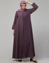 Dubai Front open with Zip Daily wear Basic Abaya In Dusty purple Front View