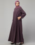 Dubai Front open with Zip Daily wear Basic Abaya In Dusty purple Side View