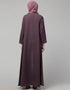 Dubai Front open with Zip Daily wear Basic Abaya In Dusty purple Lifestyle Images