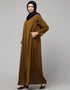 Muslim Front open with Zip Daily wear Basic Abaya In Gold Additional Angles