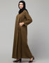 Modest Light Brown Front open with Zip Daily wear Basic Abaya Lifestyle Images