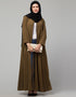 Modest Light Brown Front open with Zip Daily wear Basic Abaya Side View