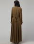 Chic Pleats at chest Smoking Sleeve Casual Abaya In light brown Back View