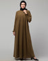 Chic Pleats at chest Smoking Sleeve Casual Abaya In light brown Lifestyle Images