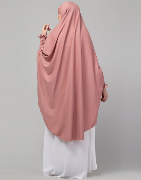 Mouve Pink Polyester Knits Head Covers Hijab Back View