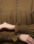Chic Pleats at chest Smoking Sleeve Casual Abaya In light brown Side View