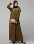 Chic Pleats at chest Smoking Sleeve Casual Abaya In light brown Additional Angles