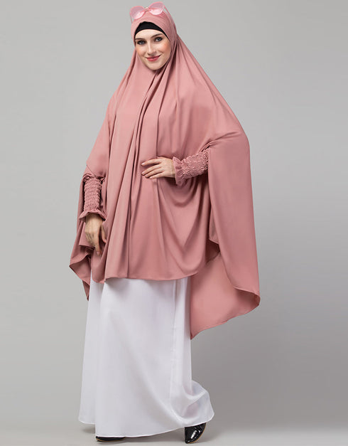 Mouve Pink Polyester Knits Head Covers Hijab Close-up View