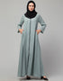 Islamic Sage Front open with Zip Daily wear Basic Abaya Back View