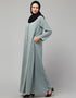 Islamic Sage Front open with Zip Daily wear Basic Abaya Front View
