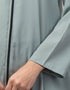 Islamic Sage Front open with Zip Daily wear Basic Abaya Close-up View