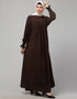 Trendy Pleats at chest Smoking Sleeve Casual Abaya In Brown Additional Angles