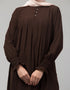 Trendy Pleats at chest Smoking Sleeve Casual Abaya In Brown Side View